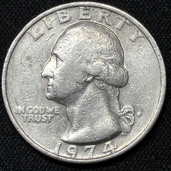 1974-D Washington Quarter Strike Error "OF" & Rim Curved Up on Reverse - Picture 10 of 16